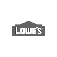 Gray logo of Lowe's, a home improvement retailer, featuring the company's name in white capital letters within a rectangular background.