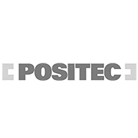 Logo displaying the word "POSITEC" in gray and black uppercase letters, with two rectangular brackets on each side.