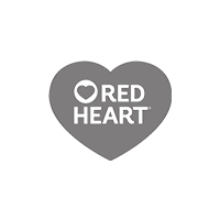 A heart shape with the words "RED HEART" written inside in uppercase letters. The design is simple and monochromatic, with a clean appearance.