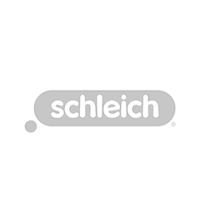 Logo of Schleich, featuring the company name in lowercase, white letters within a dark oval shape. A small circle is located to the left of the oval.